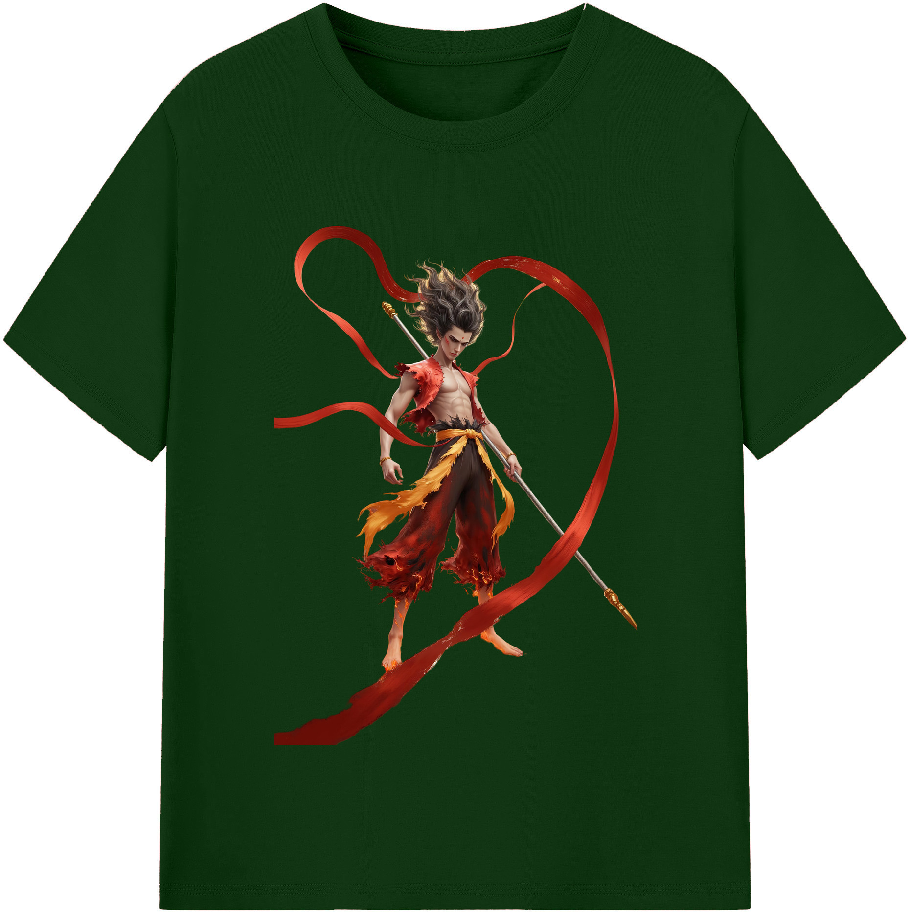 （画像用） Ne Zha 2 ナタ 魔童の大暴れ 綿100％半袖Tシャツ（フロントプリント）